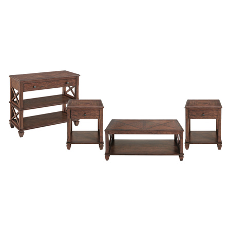 ALATERRE FURNITURE Stockbridge 4-Piece Wood Living Room Set, Material: Pine ANSB011101162